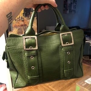 Faux leather handheld bag alligator snakeskin